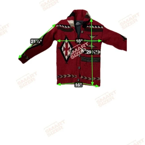 Lost Horizons Hand Knit Wool Fleece Lined Southwestern Shawl Collar Cardigan S - Picture 6 of 6